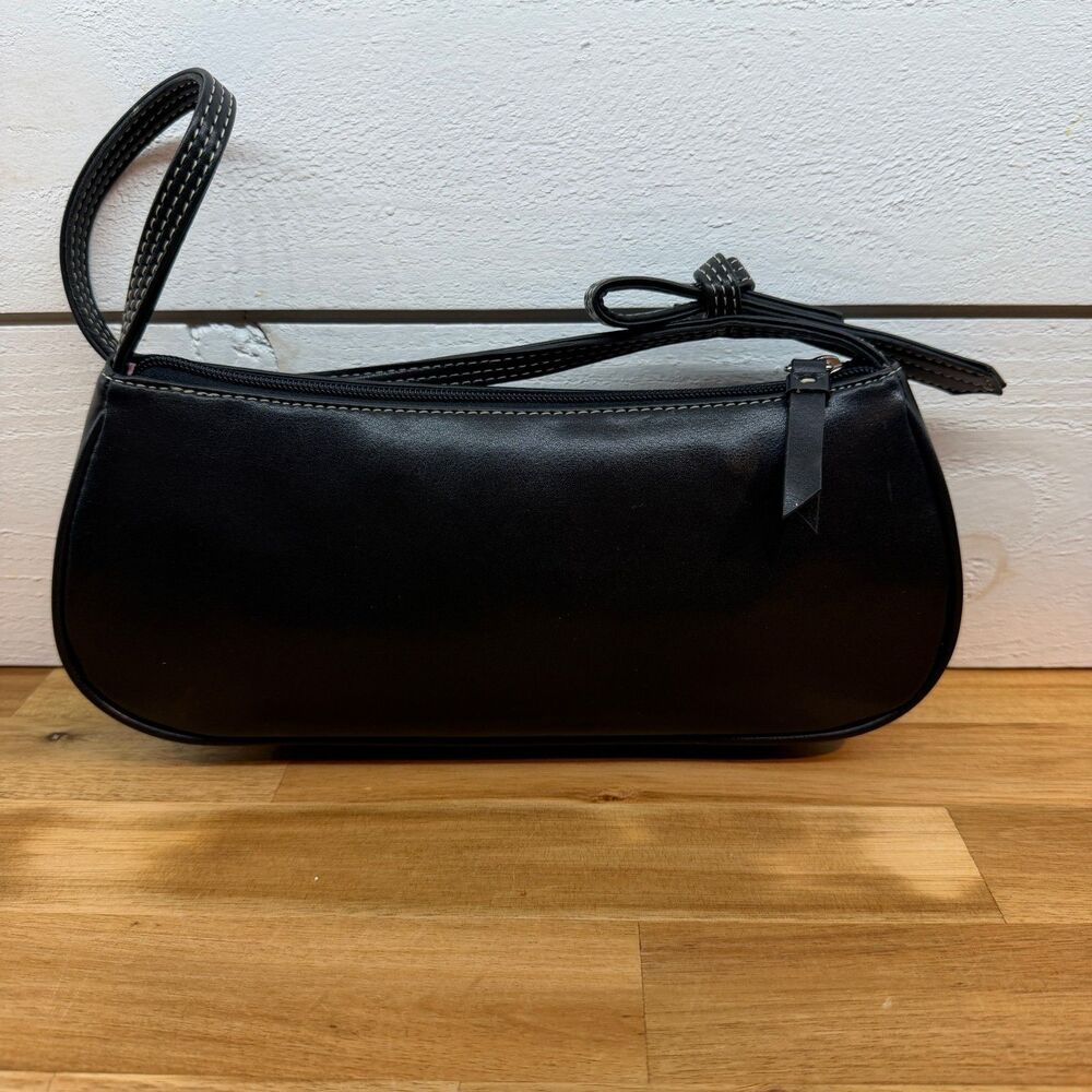 Liz Claiborne Y2K Black Shoulder Bag Pink Lining Mini Purse Zip Top NWOT